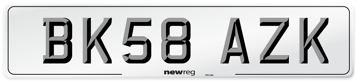 BK58 AZK Number Plate from New Reg